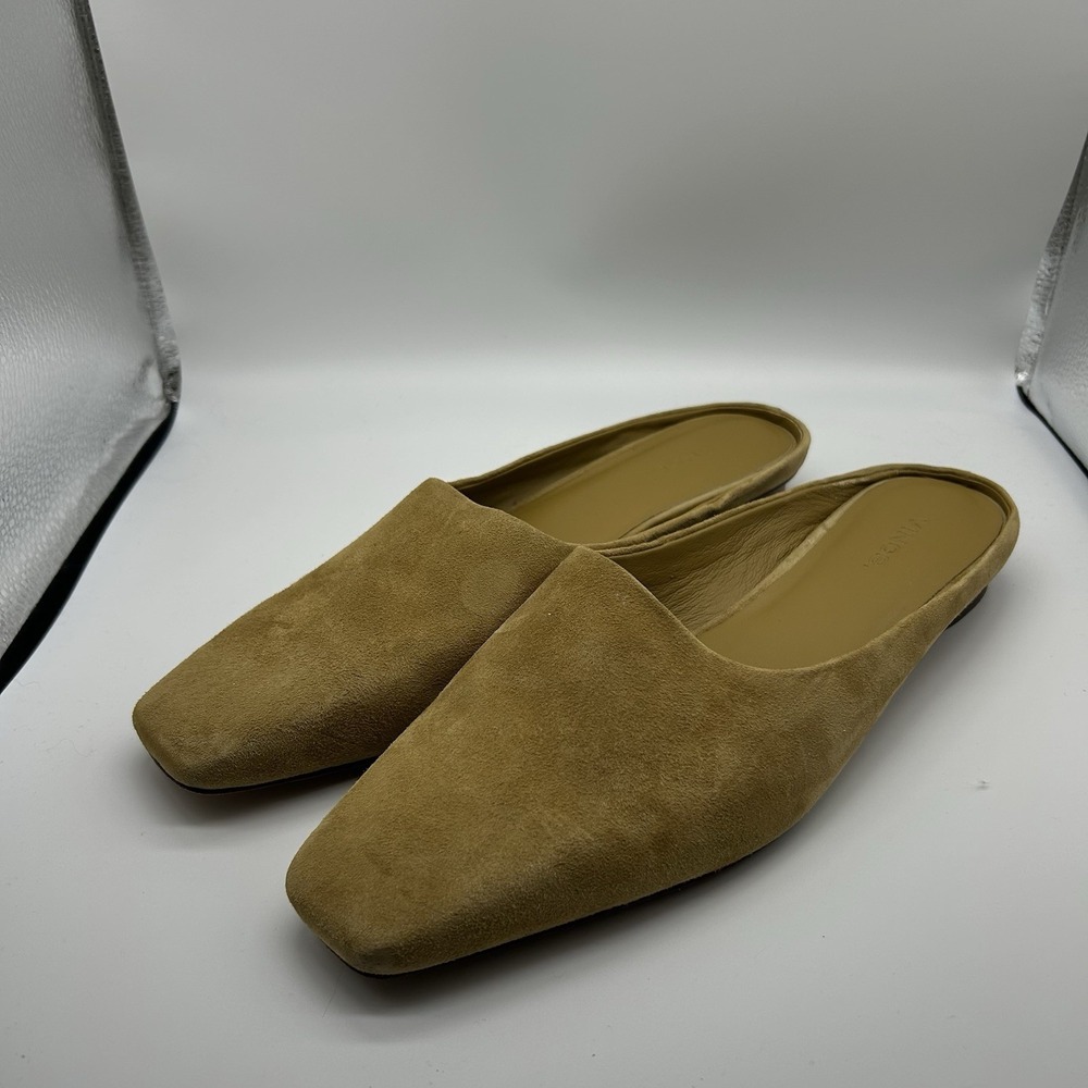 Vince Shoes Valentina Mules Women's 8.5 Square Toe Butterscotch Suede